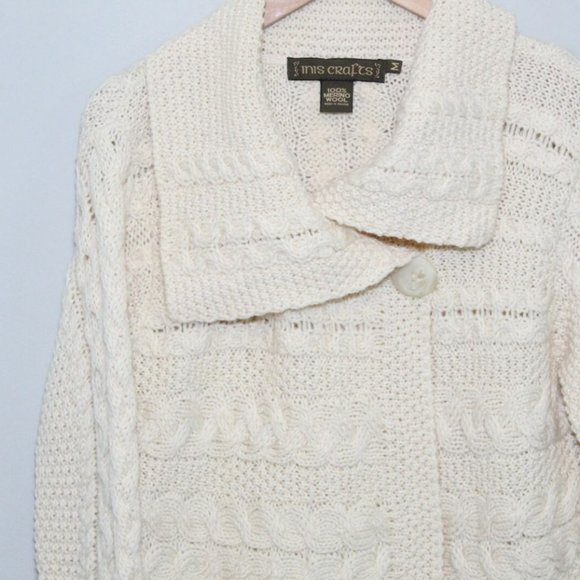 Inis Crafts Cardigan Sweater Cable Knit H11206 - Picture 3 of 7